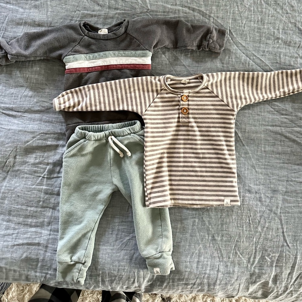 Lulu + Roo / Little Road Co. 12-18mo set and shirt. Bundle.